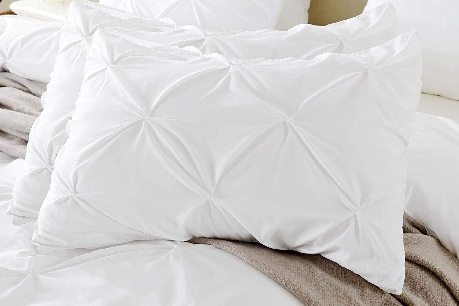 King Pillow Shams Set Of 2 Pinch Pleated White Pillow Shams King 20X36 Pillow Covers 600 Tc 100% Egyptian Cotton Hotel Class Bed
